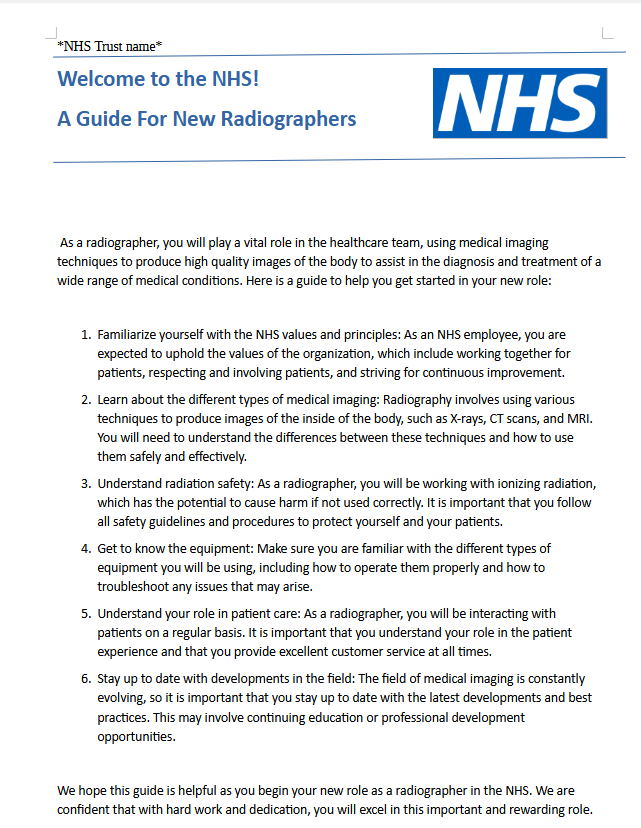 New Starter NHS guide